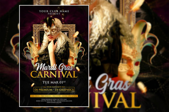 Black Gold Mardi Gras Poster Template: Create Stunning Event Graphics