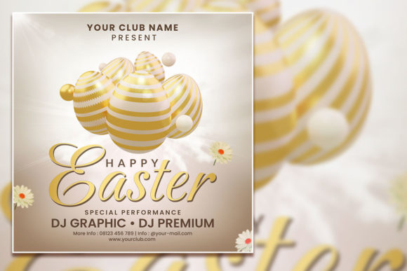 Gold Style Easter Social Media Post: A Festive Design Asset