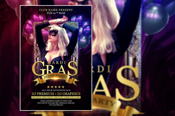 Modern Style Mardi Gras Poster Template for Instant Celebration