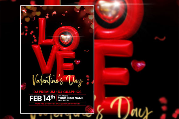Modern Valentine's Party Poster Template: Fully Editable Design
