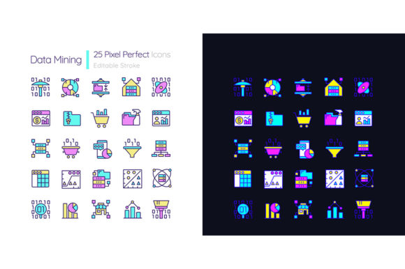 Visualizing Insights: The Data Mining Light and Dark Icon Set